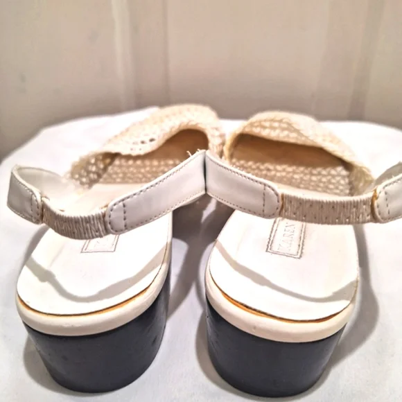 Karen Scott White Crocheted Slip Ons Small Heals Size 7.5" - Picture 2 of 5